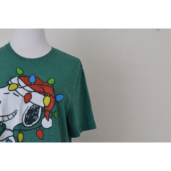 Vintage 00s Green Snoopy  Christmas Shirt size‎ XL - Picture 4 of 10